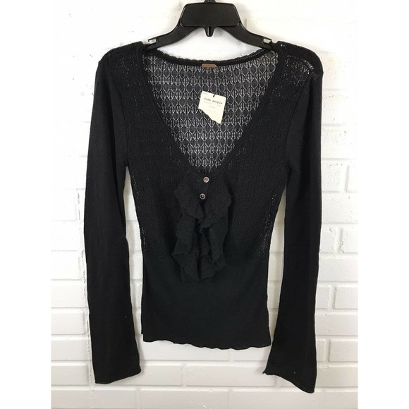 New Free People Crochet Long Sleeve Top - Picture 1 of 7